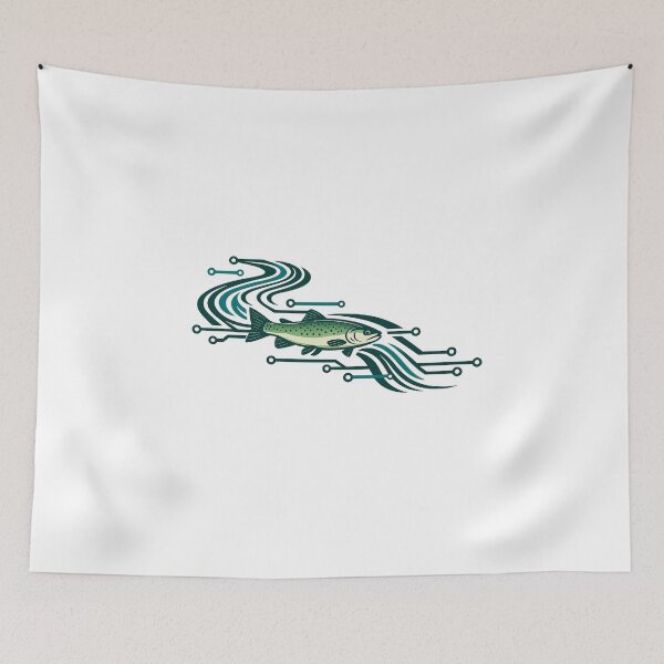 Item preview, Cyber Trout - Circuit Board River Fishing Design designed and sold by teemix.