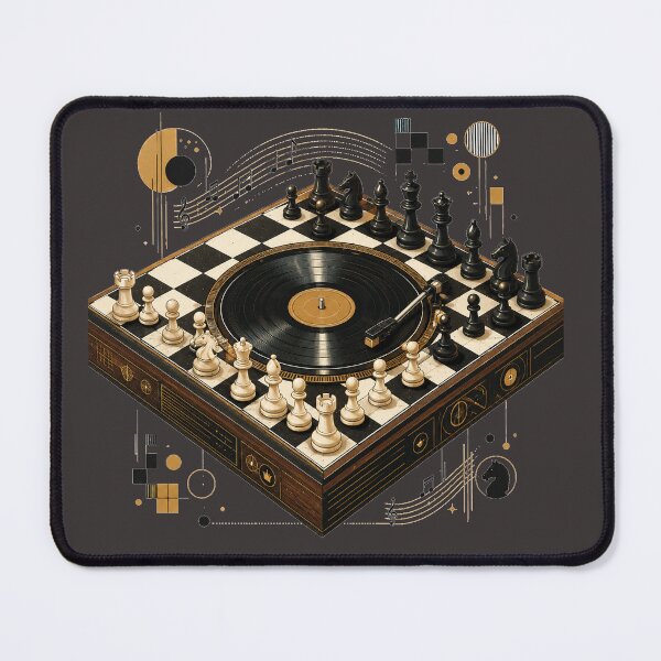 Item preview, Checkmate in Stereo | Vinyl Chess Mid-Century Modern Illustration designed and sold by Golden Era Studio.