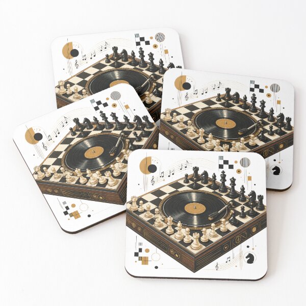 Item preview, Checkmate in Stereo | Vinyl Chess Mid-Century Modern Illustration designed and sold by Golden Era Studio.