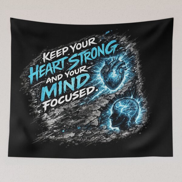 Item preview, Keep Your Heart Strong and Your Mind Focused – Inspirational Typography Design designed and sold by ArtisticHeart21.