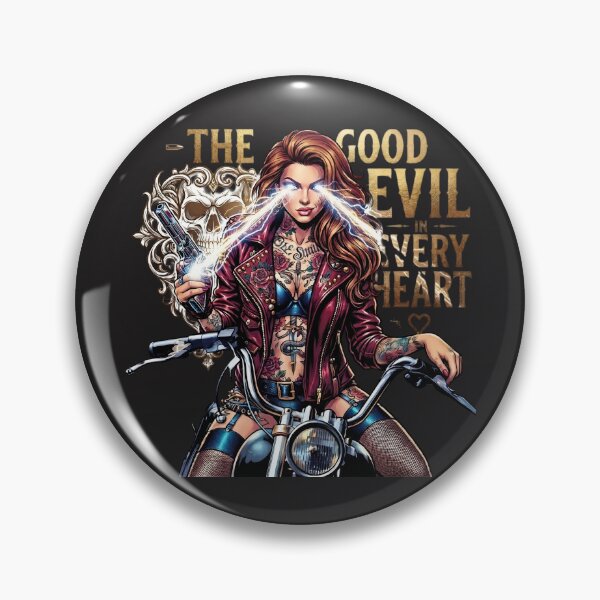 Item preview, Evil Heart Ink Biker Woman designed and sold by Voodoo Store Paranormal Collections.
