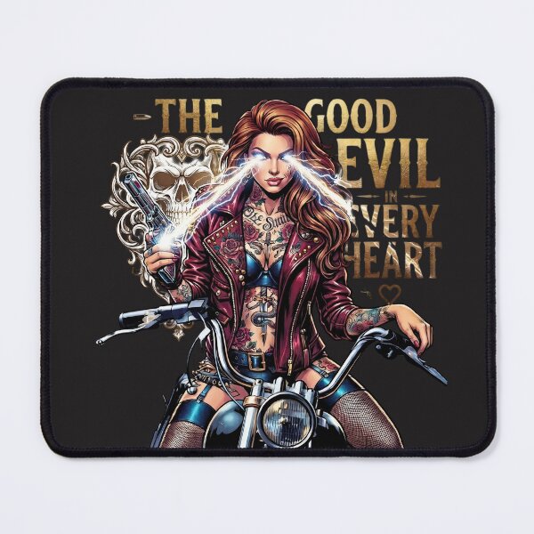 Item preview, Evil Heart Ink Biker Woman designed and sold by Voodoo Store Paranormal Collections.