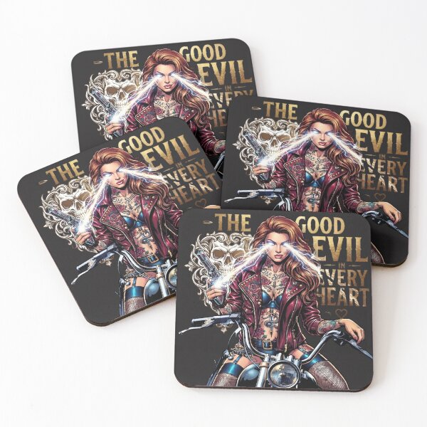 Item preview, Evil Heart Ink Biker Woman designed and sold by Voodoo Store Paranormal Collections.