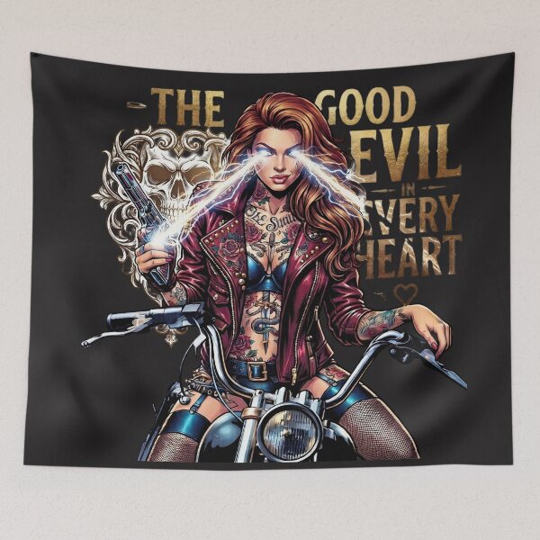 Item preview, Evil Heart Ink Biker Woman designed and sold by Voodoo Store Paranormal Collections.