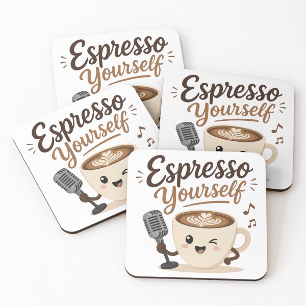 Item preview, Espresso Yourself Cute Singing Coffee Pun designed and sold by Cerys-GS.