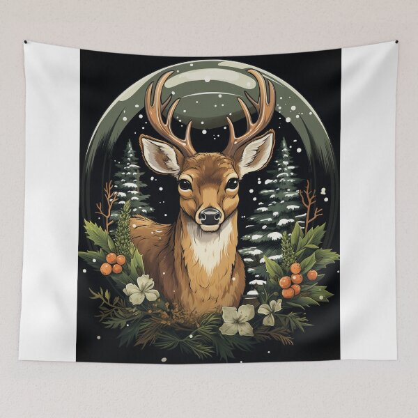 Item preview, Majestic Winter Deer in a Snow Globe Forest designed and sold by btujohnmarla14.