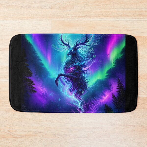 Item preview, Mystical Aurora Spirit Deer Fantasy Art – Neon Forest Stag Under the Northern Lights designed and sold by DervoTeck2767.