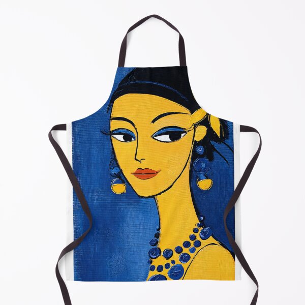 Item preview, Elegant Yellow Portrait with Blue Background designed and sold by Artessie.