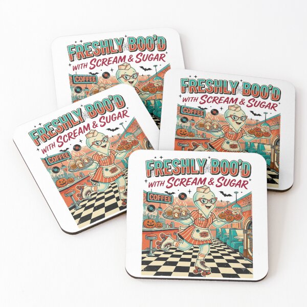 Item preview, Vintage Retro Halloween Ghost Waitress - Spooky Coffee & Donuts designed and sold by BumbleBloom7.