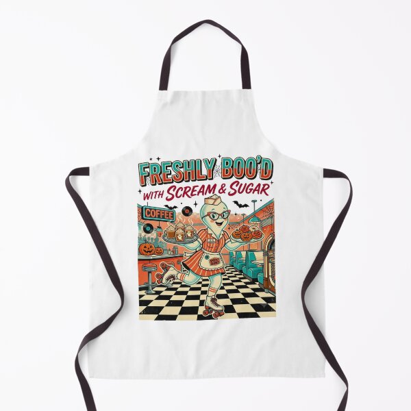 Item preview, Vintage Retro Halloween Ghost Waitress - Spooky Coffee & Donuts designed and sold by BumbleBloom7.