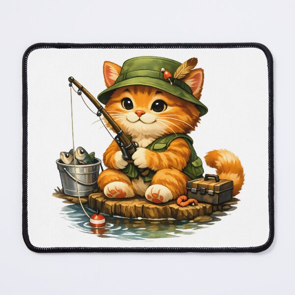 Item preview, Cute Orange Cat Fishing by the Lake designed and sold by builtforyou.