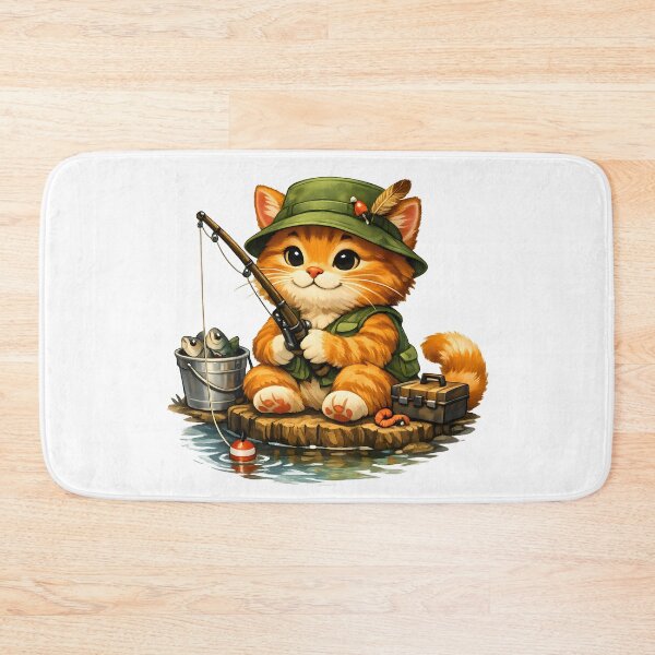 Item preview, Cute Orange Cat Fishing by the Lake designed and sold by builtforyou.