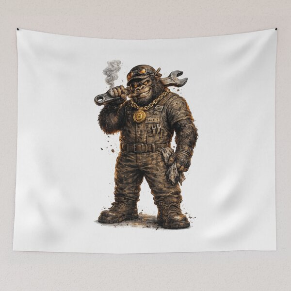 Item preview, Garage Gorilla Mechanic – Fierce 3D Cartoon Monkey with Wrench designed and sold by AlexLineArt.