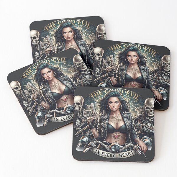 Item preview, Evil Pistol Tattooed Biker Woman designed and sold by Voodoo Store Paranormal Collections.