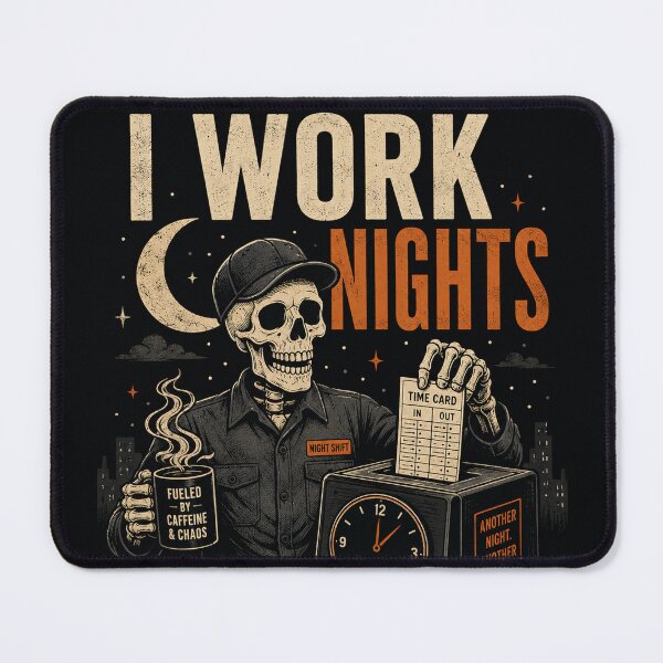 Item preview, I Work Nights Skeleton Coffee Graphic | Vintage Night Shift Worker Streetwear | Gothic Urban Skeleton Tee designed and sold by warlistop.
