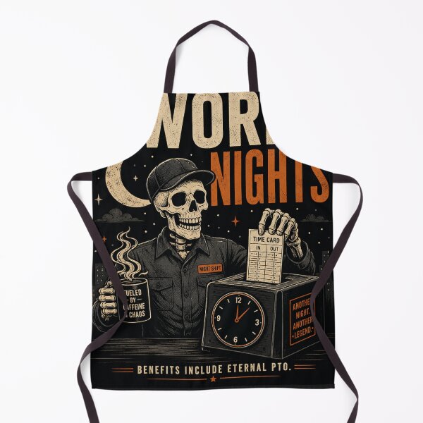 Item preview, I Work Nights Skeleton Coffee Graphic | Vintage Night Shift Worker Streetwear | Gothic Urban Skeleton Tee designed and sold by warlistop.