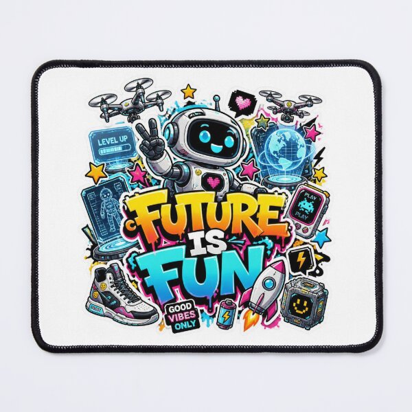 Item preview, FUTURE IS FUN Graffiti Robot Sticker PNG | Cute AI Robot Sci-Fi Vinyl Decal | Futuristic Tech Aesthetic for Laptop, Journal & Water Bottle designed and sold by Stylestickers55.