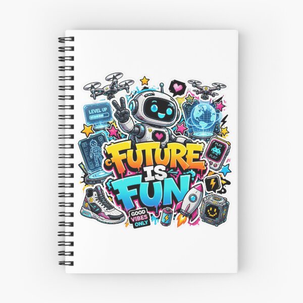 Item preview, FUTURE IS FUN Graffiti Robot Sticker PNG | Cute AI Robot Sci-Fi Vinyl Decal | Futuristic Tech Aesthetic for Laptop, Journal & Water Bottle designed and sold by Stylestickers55.