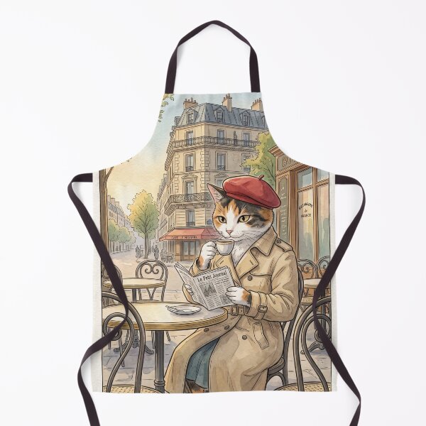 Item preview, Elegant cat in Parisian cafe vintage watercolor illustration designed and sold by TheCoolCatsMx.