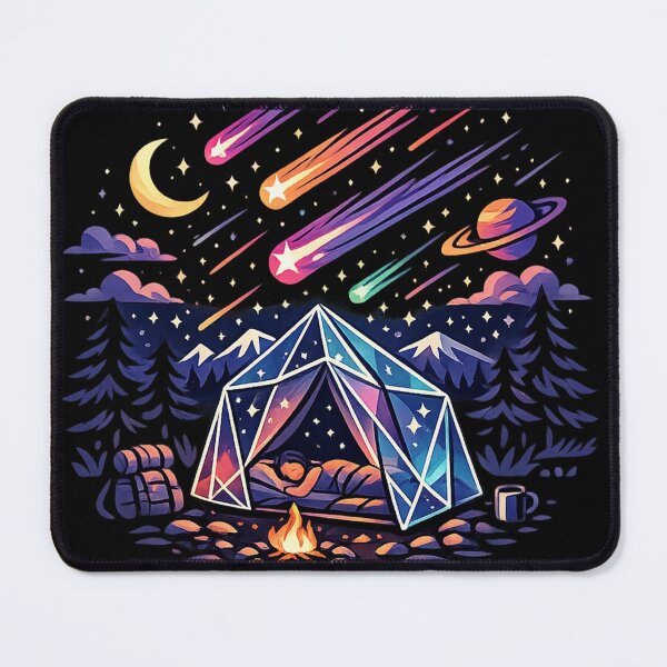 Item preview, Crystal Tent Under Shooting Stars - Cosmic Camping Art designed and sold by teemix.