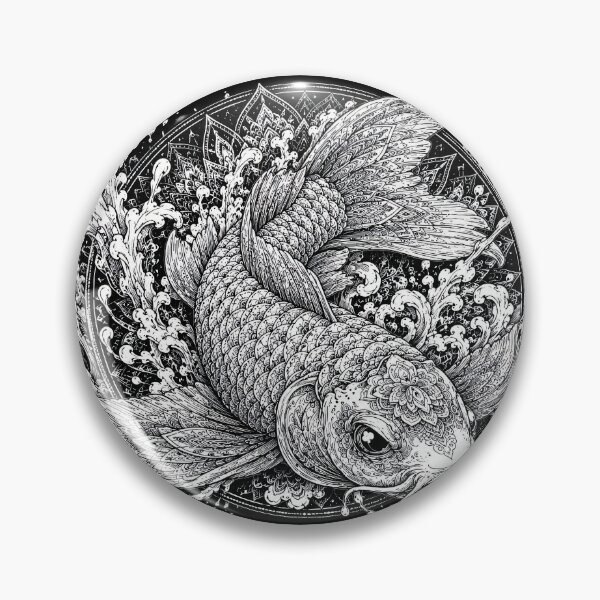 Item preview, Black and White Koi Fish Mandala Art Print | Japanese Sacred Geometry Wall Art | Ornamental Animal Illustration | Zen Ink Style Decor designed and sold by suryabumblee.