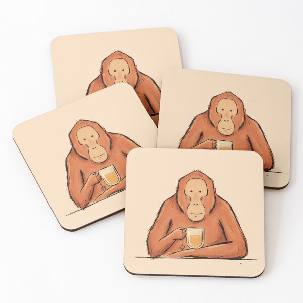 Item preview, orangutan drinking tea designed and sold by 123ks.