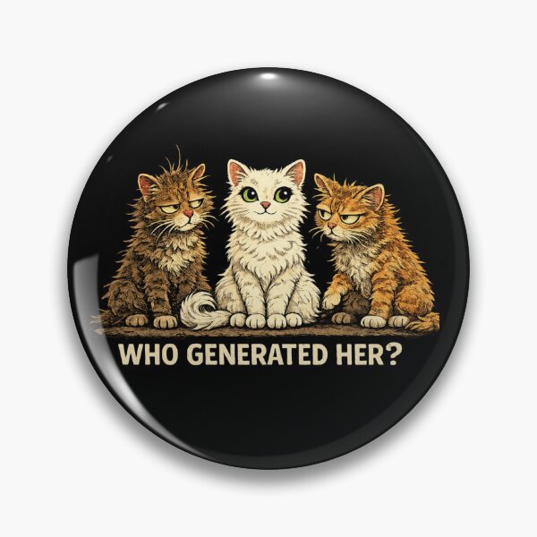 Item preview, Who Generated Her? Funny AI Cat Design designed and sold by Made You Smirk.