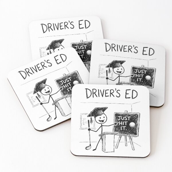 Item preview, Golfer Humor Driver's Education Cartoon designed and sold by ThreadRiotTees.