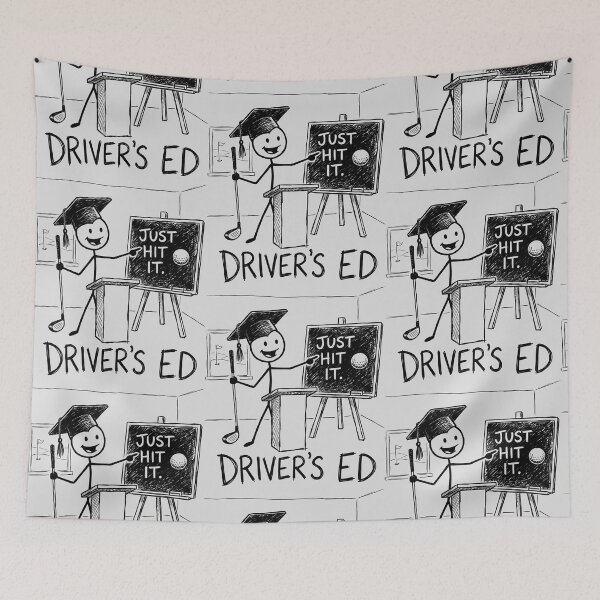 Item preview, Golfer Humor Driver's Education Cartoon designed and sold by ThreadRiotTees.