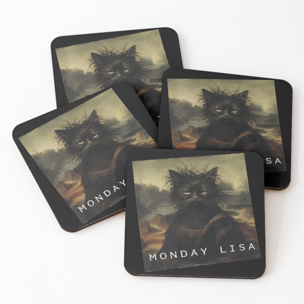 Item preview, Monday Lisa – Grumpy Black Cat Mona Lisa Parody | Funny Renaissance Cat Meme designed and sold by BlackCat Vibe.