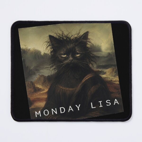 Item preview, Monday Lisa – Grumpy Black Cat Mona Lisa Parody | Funny Renaissance Cat Meme designed and sold by BlackCat Vibe.