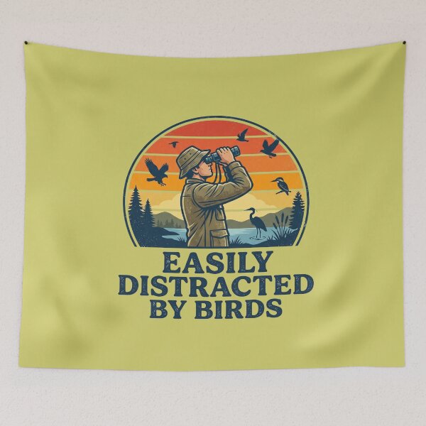 Item preview, Easily Distracted By Birds Vintage Sunset Art designed and sold by MarCinu Art.
