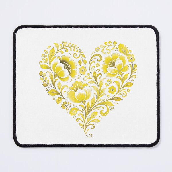 Item preview, Heart Silhouette with Yellow Floral Pattern in Porcelain Style designed and sold by Lucia Amaris Art.