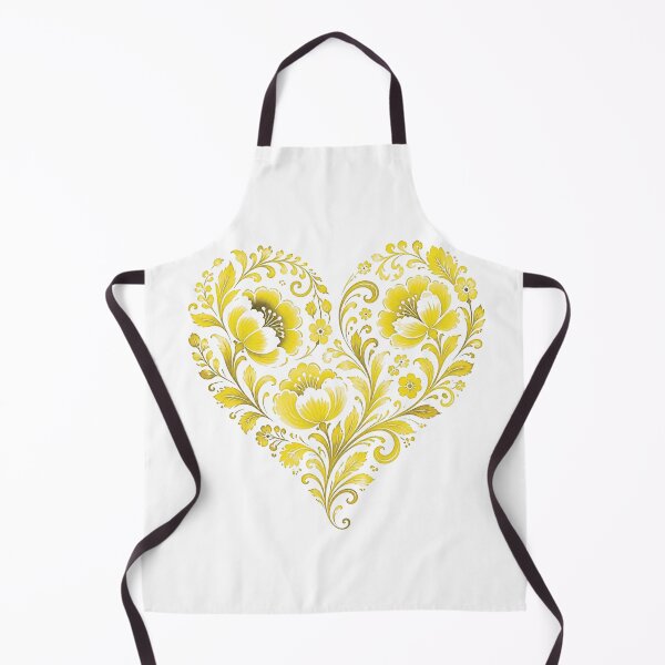 Item preview, Heart Silhouette with Yellow Floral Pattern in Porcelain Style designed and sold by Lucia Amaris Art.