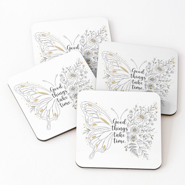Item preview, Good Things Take Time Floral Butterfly Inspirational Quote designed and sold by Nitta Studio.