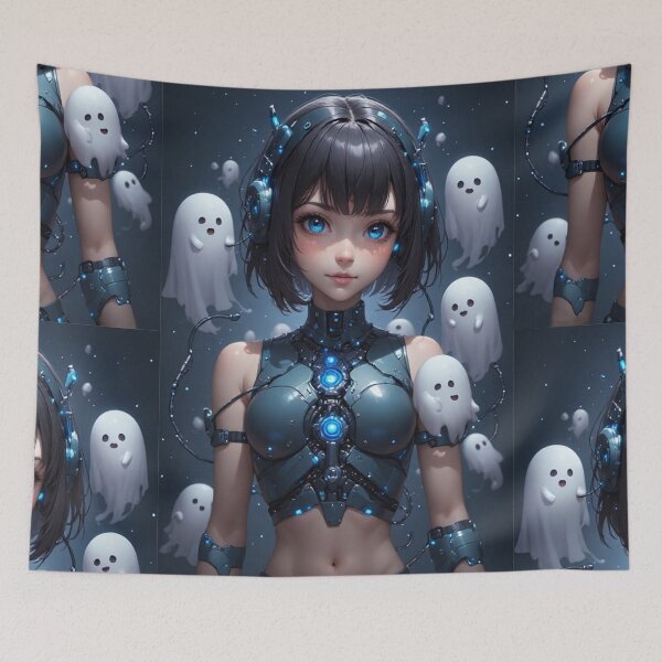 Item preview, 3D anime android girl and ghosts designed and sold by ArtsJulian.