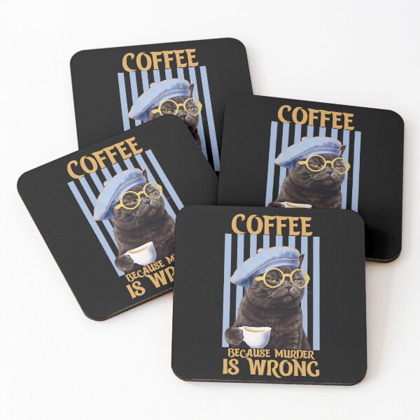 Item preview, Coffee Because Murder Is Wrong – Grumpy Cat Coffee Lover Funny Vintage Retro Design designed and sold by BlackCat Vibe.