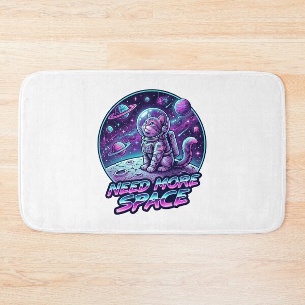 Item preview, Need More Space Retro Astronaut Cat Synthwave Neon Galaxy designed and sold by DMQ-Designs.