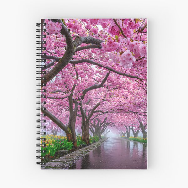 Item preview, Serene Cherry Blossom Pathway Under Foggy Skies designed and sold by Artessie.