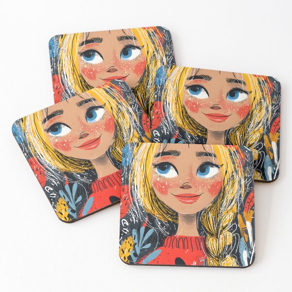 Item preview, Whimsical Girl with Braid Surrounded by Nature designed and sold by Artessie.