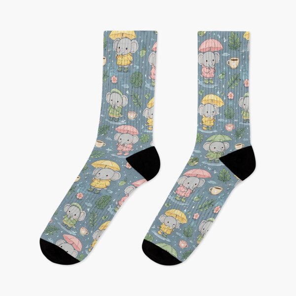 Item preview, Elephant Cozy Monsoon Pattern designed and sold by Soft Berry Studio.