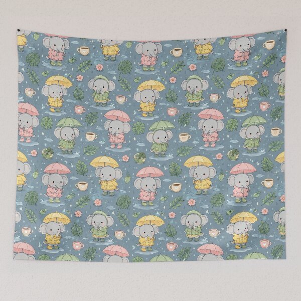Item preview, Elephant Cozy Monsoon Pattern designed and sold by Soft Berry Studio.