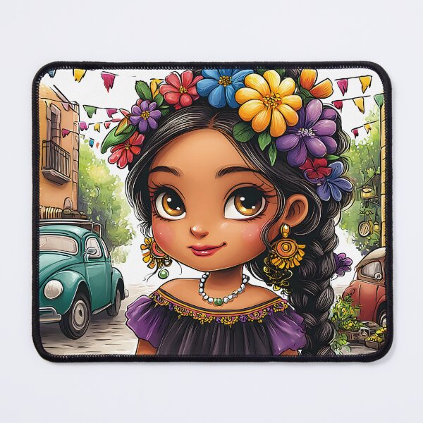 Item preview, Vibrant Girl in Floral Crown on Colorful Street Scene designed and sold by Artessie.