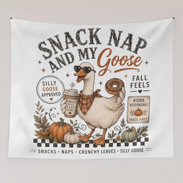 Item preview, Snack Nap And My Goose Fall Funny Silly Goose Pumpkin patch  designed and sold by Yellowriversss.