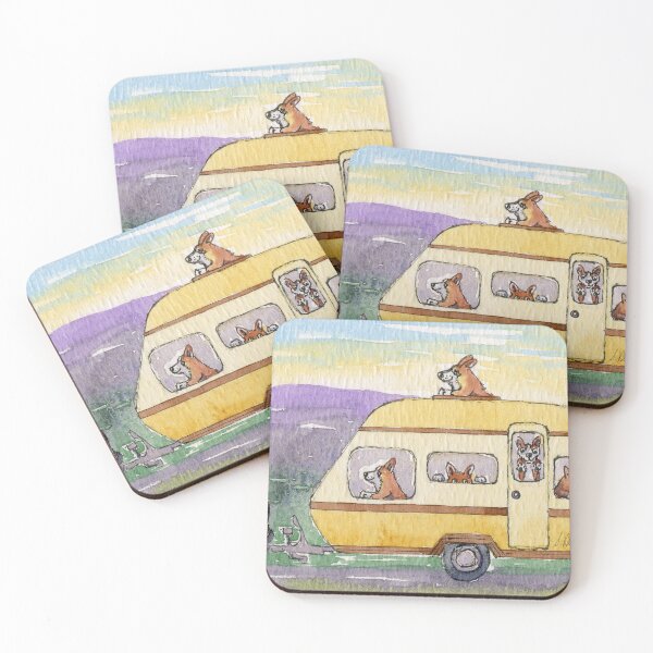 Item preview, There were off on their holidays - corgi dogs and pups in a caravan designed and sold by SusanAlisonArt.