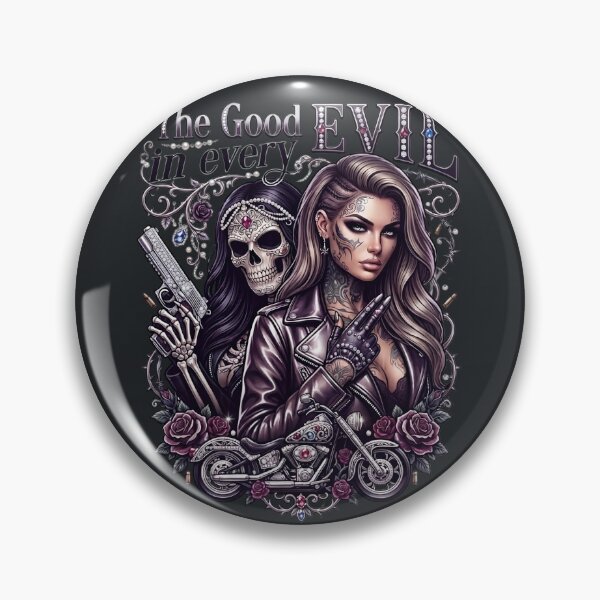 Item preview, Silver Pistol Tattooed Biker Girl designed and sold by Voodoo Store Paranormal Collections.