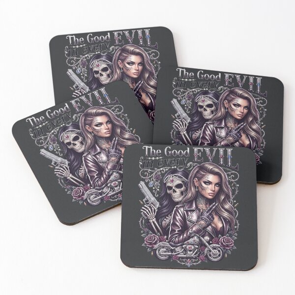 Item preview, Silver Pistol Tattooed Biker Girl designed and sold by Voodoo Store Paranormal Collections.