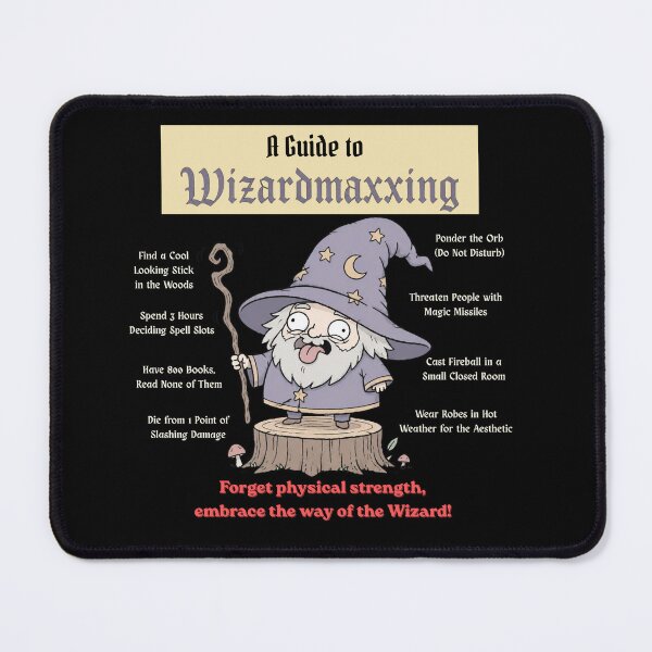 Item preview, A Guide to Wizardmaxxing (Dark Edition) - DND Wizard RPG Meme designed and sold by Dice_Goblin_Studio.