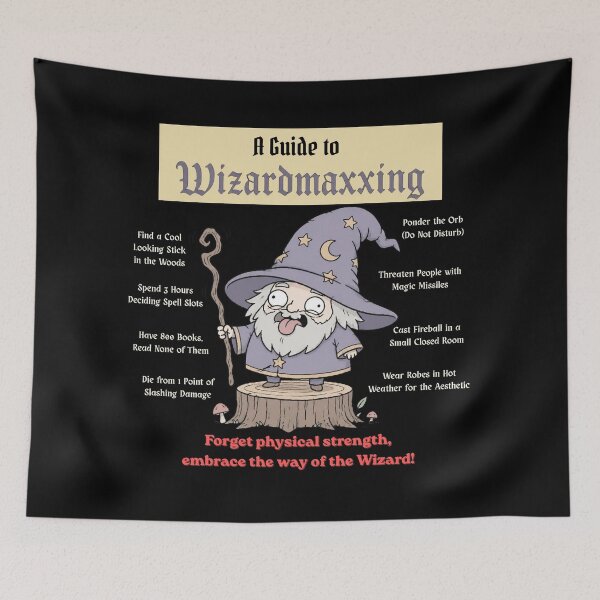 Item preview, A Guide to Wizardmaxxing (Dark Edition) - DND Wizard RPG Meme designed and sold by Dice_Goblin_Studio.