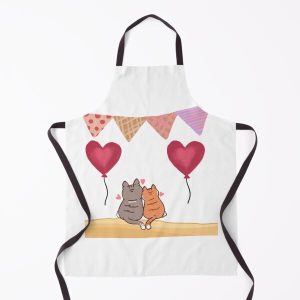 Item preview, Cute Love Cats Illustration | Cozy Couple Cats with Heart Balloons designed and sold by Emanartstudio14.